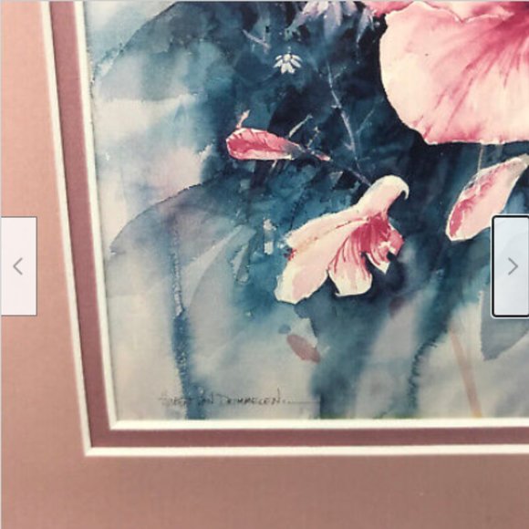 Vtg 13x11 Framed Matted Art Print Pink Floral Wall Picture Huibert Van Drimmelen - Picture 4 of 5